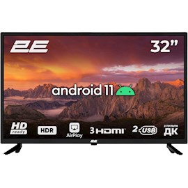ტელევიზორი 2E 2E-32A06K, 32", HD, Smart TV, Android, HDMI, USB, LAN, WIFI, Black
